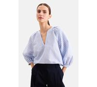 Klassische Bluse SEIDENSTICKER, Damen, Gr. XL (42), blau, 59% Leinen, 41% Baumwolle, gemustert, regular fit, V-Ausschnitt, Blusen Bluse, Tunika Druck (95730706-42) blau