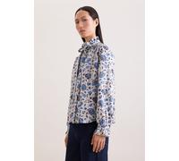 Klassische Bluse SEIDENSTICKER, Damen, Gr. XL (42), ecru, 100% Baumwolle, gemustert, regular fit, Blusen Bluse, 1/1 Stehkragen Druck (26438410-42) ecru