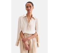 Klassische Bluse SEIDENSTICKER, Damen, Gr. XL (42), off, weiß, 75% Acetat, 25% Polyester, gestreift, regular fit, ohne Ausschnitt, Blusen Bluse, Tunika Gestreift (50188234-42) off, weiß