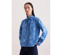 Klassische Bluse SEIDENSTICKER, Damen, Gr. XS (34), blau, 100% Baumwolle, gemustert, regular fit, Blusen Bluse, 1/1 Stehkragen Druck (11220545-34) blau