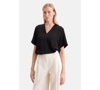 Klassische Bluse SEIDENSTICKER, Damen, Gr. XS (34), schwarz, 75% Acetat, 25% Polyester, unifarben, regular fit, V-Ausschnitt, Blusen Bluse, Tunika Uni (50591643-34) schwarz
