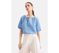 Klassische Bluse SEIDENSTICKER, Damen, Gr. XXL (44), blau, 100% Leinen, unifarben, regular fit, Rundhals, Blusen Bluse, Tunika Uni (90300555-44) blau