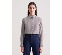 Klassische Bluse SEIDENSTICKER, Damen, Gr. XXL (44), braun, 81% Viskose, 19% Polyamid, gestreift, regular fit, ohne Ausschnitt, Blusen Bluse, 1/1 Kragen Gestreift (86766628-44) braun
