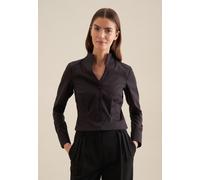 Klassische Bluse SEIDENSTICKER, Damen, Gr. XXL44, schwarz, 100% Baumwolle, unifarben, slim fit, ohne Ausschnitt, Blusen, 1/1 Uni (40369709-44) schwarz