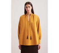 Klassische Bluse SEIDENSTICKER "Schwarze Rose", Damen, Gr. L (40), curry, 65% Baumwolle; 35% Leinen, unifarben, regular fit, V-Ausschnitt, Blusen, Tunika Uni (61676342-40) curry