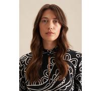 Klassische Bluse SEIDENSTICKER "Schwarze Rose", Damen, Gr. S (36), schwarz, 100% Leinen, Paisley, regular fit, Rundhals, Langarm, Blusen, Langarm Rundhals Paisley (94331548-36) schwarz