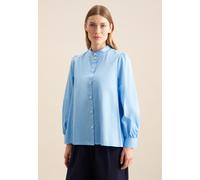 Klassische Bluse SEIDENSTICKER "Schwarze Rose", Damen, Gr. XXL (44), blau (hellblau), 100% Baumwolle, unifarben, regular fit, ohne Ausschnitt, Langarm, Blusen, Langarm Kragen Uni (41033400-44) hellbla