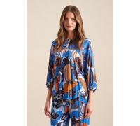 Klassische Bluse SEIDENSTICKER "Schwarze Rose", Damen, Gr. XXL44, blau (hellblau), 100% Viskose, geblümt, oversize, Rundhals, Blusen Klassische Bluse, Tunika Floral (51294101-44)