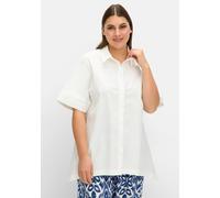 Klassische Bluse SHEEGO, Damen, Gr. 40, beige (ecru), 97% Baumwolle, 3% Elasthan, unifarben, Blusen (36196714-40) ecru