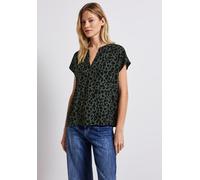 Klassische Bluse STREET ONE, Damen, Gr. 36, grün (mid grün), Stoff, 100% Viskose, animal-print, normal normal, Rundhals, Bündchen, Blusen, aus softer Viskose (35401538-36) mid grün