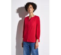 Klassische Bluse STREET ONE, Damen, Gr. 38, rot (glory rot), Web, 100% Baumwolle, unifarben, klassisch normal, Rundhals, Bündchen, Blusen, aus reiner Baumwolle (68219014-38) glory rot