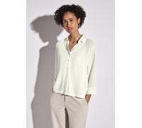 Klassische Bluse STREET ONE, Damen, Gr. 42, weiß (sanftes weiß), Stoff, 70% Viskose, 30% Polyester, unifarben, normal normal, V-Ausschnitt, Bündchen, Blusen, mit 3/4 Ärmeln (49814121-42) sanftes weiß