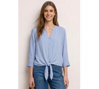 Klassische Bluse STREET ONE, Damen, Gr. 46, cashmere blau, Stoff, 70% Viskose, 30% Polyester, unifarben, klassisch normal, Rundhals, Bündchen, Blusen Bluse, mit 3/4 Ärmeln (79532323-46) cashmere blau