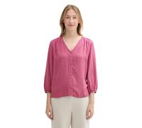 Klassische Bluse TOM TAILOR, Damen, Gr. 34, pink (pink velvet melange), Web, Obermaterial: 100% Viskose, meliert, regular fit taillenbedeckt, V-Ausschnitt, elastischer Bund, Blusen Klassische Bluse, i