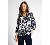 Klassische Bluse TOM TAILOR, Damen, Gr. 36, blau ginkgo minimal, Web, Obermaterial: 100% Viskose, bedruckt, gemustert, regular fit Po-bedeckend, V-Ausschnitt, elastischer Bund, Blusen Bluse, mit All-O