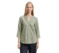 Klassische Bluse TOM TAILOR, Damen, Gr. 36, grün (deep ivy grün), Web, Obermaterial: 100% Baumwolle, unifarben, regular fit taillenbedeckt, Rundhals, Blusen, mit geschlitztem Rundhalsausschnitt (79859