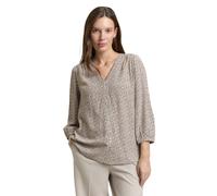 Klassische Bluse TOM TAILOR, Damen, Gr. 38, soft taupe geometric minimal, Web, Obermaterial: 100% Viskose, gemustert, regular fit Po-bedeckend, V-Ausschnitt, elastischer Bund, Blusen Bluse, mit All-Ov