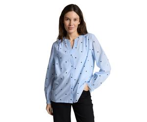 Klassische Bluse TOM TAILOR, Damen, Gr. 40, blau heart design, Web, Obermaterial: 100% Baumwolle, bedruckt, regular fit normal, Manschette, Blusen Bluse, mit All-Over Print (74036224-40) blau heart de