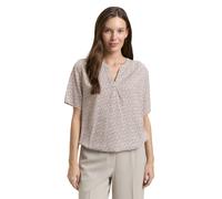 Klassische Bluse TOM TAILOR, Damen, Gr. 40, soft taupe geometric minimal, Web, Obermaterial: 100% Viskose, gemustert, regular fit normal, V-Ausschnitt, gerader Abschluss, Blusen Klassische Bluse, mit