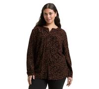 Klassische Bluse TOM TAILOR PLUS, Damen, Gr. 46, braun schwarz small leo print, Web, Obermaterial: 100% Viskose, animal-print, regular fit normal, Blusen Klassische Bluse, mit Leo-Print (68174138-46)