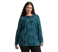 Klassische Bluse TOM TAILOR PLUS, Damen, Gr. 48, blau schwarz small leo print, Web, Obermaterial: 100% Viskose, regular fit normal, Blusen Klassische Bluse, mit Leo-Print (22523908-48)