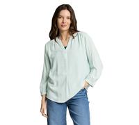 Klassische Bluse TOM TAILOR "Regular", Damen, Gr. 42, blau haze weiß stripe, Web, Obermaterial: 100% Viskose, gestreift, regular fit normal, V-Ausschnitt, Blusen Bluse, mit Streifen Muster (20569356-4
