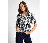 Klassische Bluse TOM TAILOR "Regular", Damen, Gr. 46, blau ginkgo minimal, Web, Obermaterial: 100% Viskose, gemustert, regular fit normal, V-Ausschnitt, gerader Abschluss, Blusen Bluse, mit All-Over P