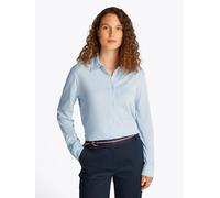 Klassische Bluse TOMMY HILFIGER "CASUAL BTN DOWN SHIRT LS", Damen, Gr. M (38), blau (breezy blau), Web, Obermaterial: 70% Baumwolle, 30% Viskose, unifarben, regular fit hüftlang, Ärmel mit Ärmelschlit