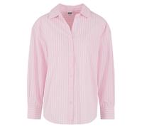 Klassische Bluse URBAN CLASSICS "Urban Classics Ladies Oversized Striped Blouse", Damen, Gr. 4XL, softpink, weiß, 69% Baumwolle, 29% Polyester, 2% Elasthan, Blusen (15348004-4XL) softpink, weiß