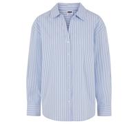 Klassische Bluse URBAN CLASSICS "Urban Classics Ladies Oversized Striped Blouse", Damen, Gr. L, blau (powderblau, weiß), 69% Baumwolle, 29% Polyester, 2% Elasthan, Blusen (69951569-L) powderblau, weiß