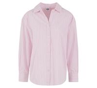 Klassische Bluse URBAN CLASSICS "Urban Classics Ladies Oversized Striped Blouse", Damen, Gr. XXL, rosa (softpink, weiß), 69% Baumwolle, 29% Polyester, 2% Elasthan, Blusen (15348004-XXL) softpink, weiß