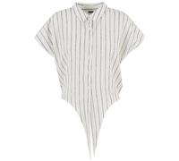 Klassische Bluse URBAN CLASSICS "Urban Classics Ladies Structured Striped Tied Blouse", Damen, Gr. S, sanftes weiß, schwarz, 92% Polyester, 6% Viskose, 2% Elasthan, Blusen (85276239-S) sanftes weiß, s
