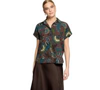 Klassische Bluse ZERO "Damen kurzarm mit Print", Damen, Gr. 44, braun (braun, petrol), Obermaterial: 60% Viskose, 40% Baumwolle, bedruckt, lässig geschnitten normal, Blusen Bluse (85684261-44) braun, 