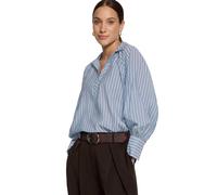 Klassische Bluse ZERO "Damen mit Kragen", Damen, Gr. 42, blau (blau, braun), Obermaterial: 85% Viskose, 11% Polyester, 4% Polyamid, bedruckt, gerade normal, V-Ausschnitt, Puffärmel, Blusen Bluse (8671