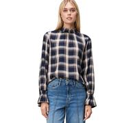 Klassische Bluse ZERO "Damen mit Rüschen", Damen, Gr. 38, dunkelblaubeige, Web, Obermaterial: 100% Viskose, durchscheinend, figurbetont normal, weit Bündchen mit Gummizug, Blusen (18201912-38) dunkelb