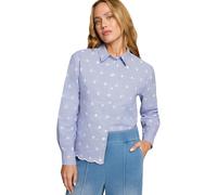 Klassische Bluse ZERO "Damen mit Streifen und Stickerei", Damen, Gr. 38, blauweiß, Web, Obermaterial: 90% Polyester, 10% Baumwolle, gestreift, figurbetont hüftlang, eng Manschette mit Knöpfen, Blusen