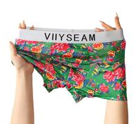 Klassische Boxershorts für Herren mit atmungsaktivem U Covex Beutel und Retro Flower Print Design (XL Grün)