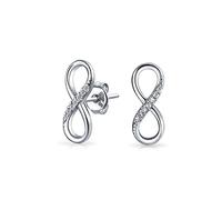 Klassische Cubic Zirconia Eternity Cz Accent Pave Romantic Liebe Knot Symbol Eternity Infinity Stud Earrings For Freundin Teens Freundin .925 Sterling Silver