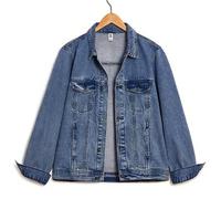 Klassische Damen-Jeansjacke für Frühling und Herbst, 100 % reine Baumwolle, Vintage-Waschung, lockere Passform, vielseitiges und lässiges Oberteil.