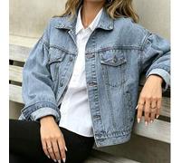 Klassische Damen-Jeansjacke für Frühling und Herbst, 100 % reine Baumwolle, Vintage-Waschung, lockere Passform, vielseitiges und lässiges Oberteil.