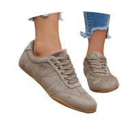 Klassische Damen-Sneaker, atmungsaktive Sportschuhe, Elegante Freizeitschuhe, Bequeme Freizeitschuhe für jeden - große Größen, Flache Schnürschuhe für Damen (Khaki-1, 40)