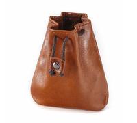 Klassische Echtleder Münztasche - Retro Münzbeutel mit Kordelzug |Handgefertigt aus Premium-Rindsleder für Damen & Herren | Mini Geldbörse,Münzbörse,Minibörse,Geldbeutel (Klassisch, braun)