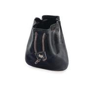 Klassische Echtleder Münztasche - Retro Münzbeutel mit Kordelzug |Handgefertigt aus Premium-Rindsleder für Damen & Herren | Mini Geldbörse,Münzbörse,Minibörse,Geldbeutel (Klassisch, Schwarz)