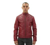 Klassische gesteppte Bikerjacke aus Leder für Herren-Silsden S