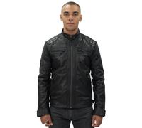 Klassische gesteppte Bikerjacke aus Leder für Herren-Silsden S