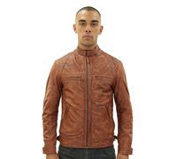 Klassische gesteppte Bikerjacke aus Leder für Herren-Silsden XL