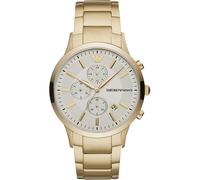 Klassische goldene Uhr der Marke Emporio Armani. Die Uhr ist aus rostfreiem Stahl gefertigt. Das Armband ist ebenfalls aus Edelstahl, hat eine Faltschließe und kann kleiner gemacht werden. Das Gehäuse