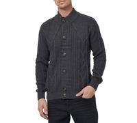 Klassische Herren Grobstrick Strick-Jacke mit Stehkragen und Knopfleiste Struktur-Cardigan 13401 Anthrazit 2XL