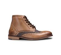Klassische Herren-Stiefeletten im Brogue-Stil aus braunem Oxford-Leder im Gatsby-Stil mit Tweed EU 47.5 / UK 12