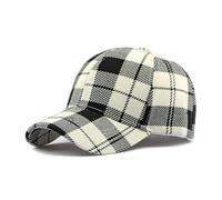 Klassische Karierte Baseballkappe Verstellbar Plaid Muster Basecap Unisex Casual Style (DE/NL/SE/PL, Numerisch, 55, 60, Weiß)